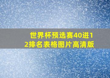 世界杯预选赛40进12排名表格图片高清版