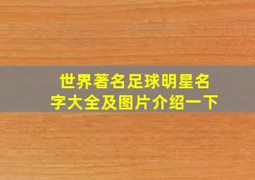 世界著名足球明星名字大全及图片介绍一下