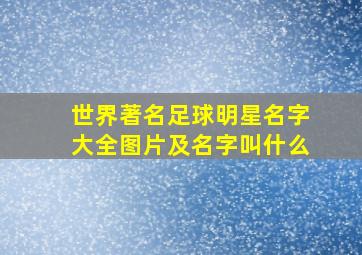 世界著名足球明星名字大全图片及名字叫什么