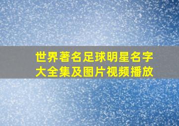 世界著名足球明星名字大全集及图片视频播放