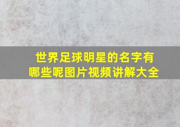 世界足球明星的名字有哪些呢图片视频讲解大全