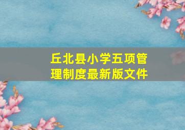 丘北县小学五项管理制度最新版文件