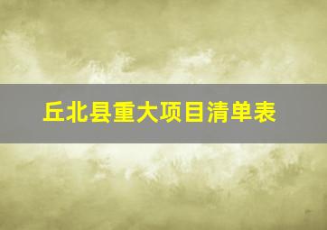 丘北县重大项目清单表