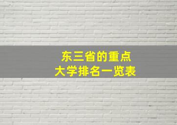 东三省的重点大学排名一览表