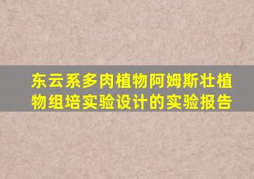 东云系多肉植物阿姆斯壮植物组培实验设计的实验报告