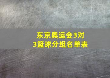 东京奥运会3对3篮球分组名单表