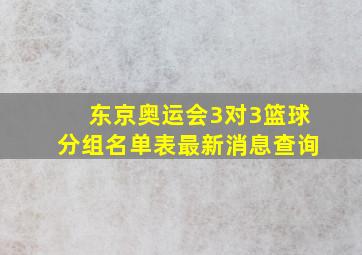 东京奥运会3对3篮球分组名单表最新消息查询