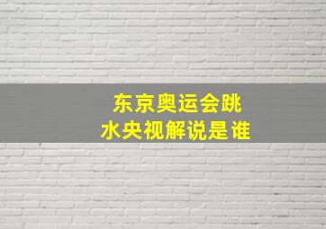 东京奥运会跳水央视解说是谁