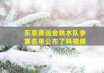 东京奥运会跳水队参赛名单公布了吗视频