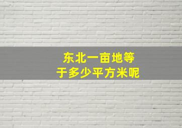 东北一亩地等于多少平方米呢