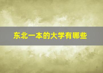 东北一本的大学有哪些