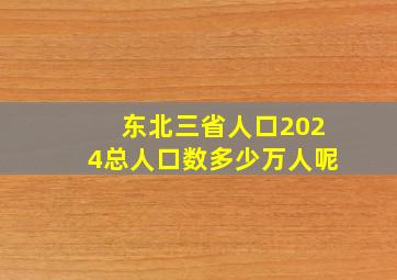 东北三省人口2024总人口数多少万人呢