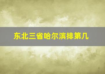 东北三省哈尔滨排第几