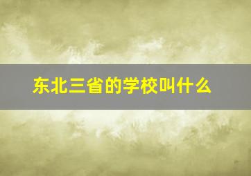 东北三省的学校叫什么