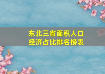 东北三省面积人口经济占比排名榜表