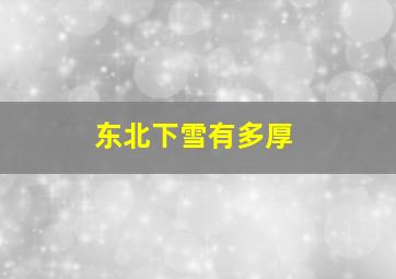 东北下雪有多厚