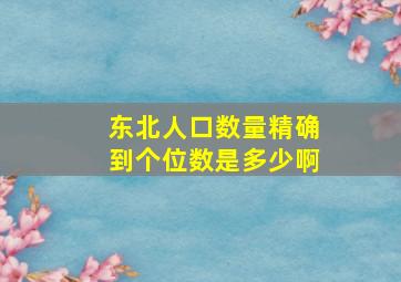 东北人口数量精确到个位数是多少啊