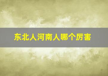 东北人河南人哪个厉害