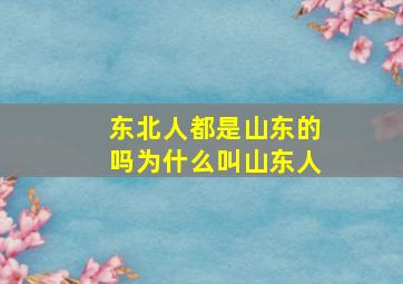 东北人都是山东的吗为什么叫山东人