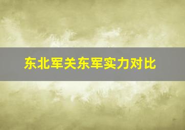 东北军关东军实力对比