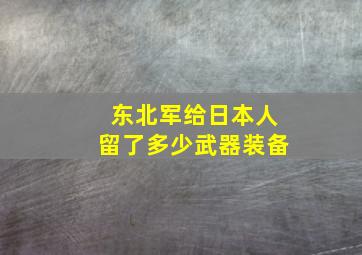 东北军给日本人留了多少武器装备