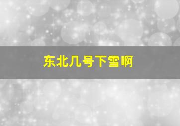 东北几号下雪啊