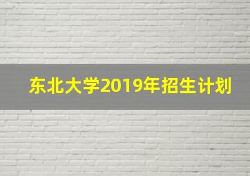 东北大学2019年招生计划