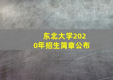 东北大学2020年招生简章公布