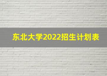 东北大学2022招生计划表