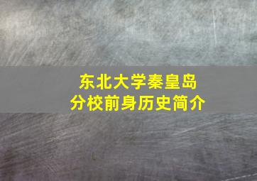 东北大学秦皇岛分校前身历史简介