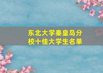 东北大学秦皇岛分校十佳大学生名单