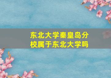 东北大学秦皇岛分校属于东北大学吗