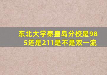 东北大学秦皇岛分校是985还是211是不是双一流