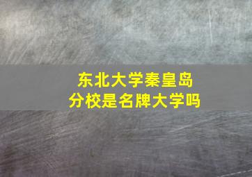 东北大学秦皇岛分校是名牌大学吗