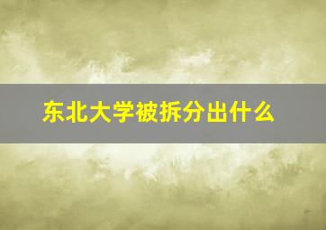 东北大学被拆分出什么