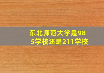 东北师范大学是985学校还是211学校