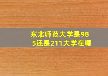 东北师范大学是985还是211大学在哪