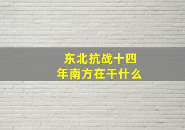 东北抗战十四年南方在干什么