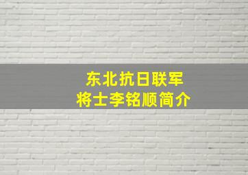 东北抗日联军将士李铭顺简介