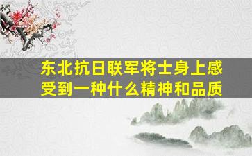 东北抗日联军将士身上感受到一种什么精神和品质