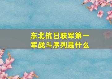 东北抗日联军第一军战斗序列是什么