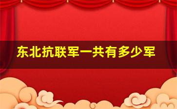 东北抗联军一共有多少军