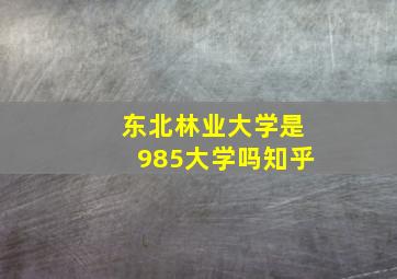 东北林业大学是985大学吗知乎