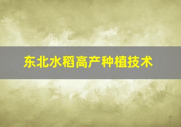 东北水稻高产种植技术