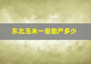 东北玉米一亩能产多少