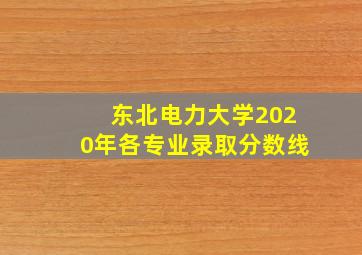 东北电力大学2020年各专业录取分数线