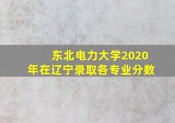 东北电力大学2020年在辽宁录取各专业分数