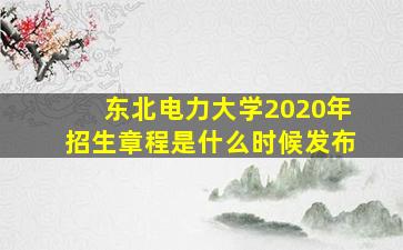 东北电力大学2020年招生章程是什么时候发布