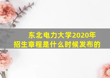 东北电力大学2020年招生章程是什么时候发布的