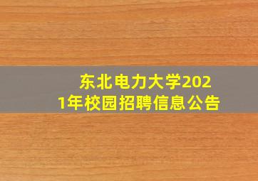 东北电力大学2021年校园招聘信息公告